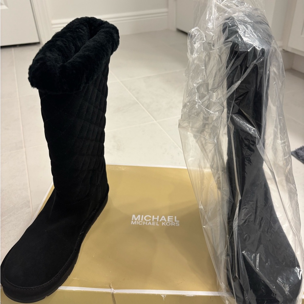 Michael Kors Black Quilted Tall Boots